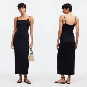 Madewell Knit‎ Tank Dress Cami Slip Midi Black Small Minimalist Stretchy Sexy